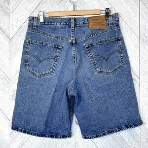 Vintage 90s Levi's 550 Denim Jean Shorts Mens 34 Blue Relaxed Fit Baggy Jorts